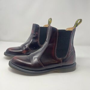 DR. MARTENS FLORA ARCADIA LEATHER CHELSEA BOOTS Cherry Red Arcadia Women’s 9